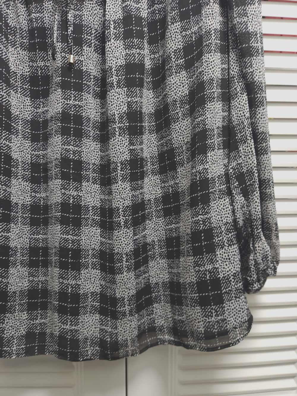 NWT Tommy Hilfiger Black & White Plaid Ruffle Neck Peasant Blouse Size 2X - Picture 4 of 12